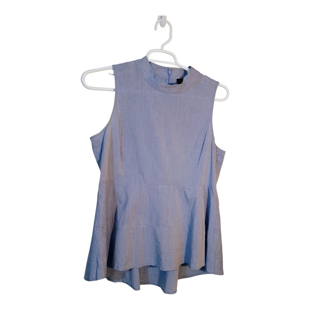Ivanka Trump Womens XL Cotton Sleeveless Light Blue Pendulum Bottom Zip Back Top